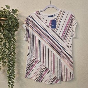 Women's Apt. 9 Striped White and Pink Top